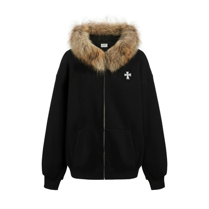 Crucible Racoon Fur Hooded Zip Up