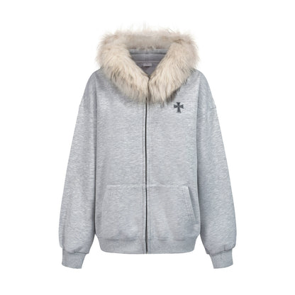 Crucible Racoon Fur Hooded Zip Up