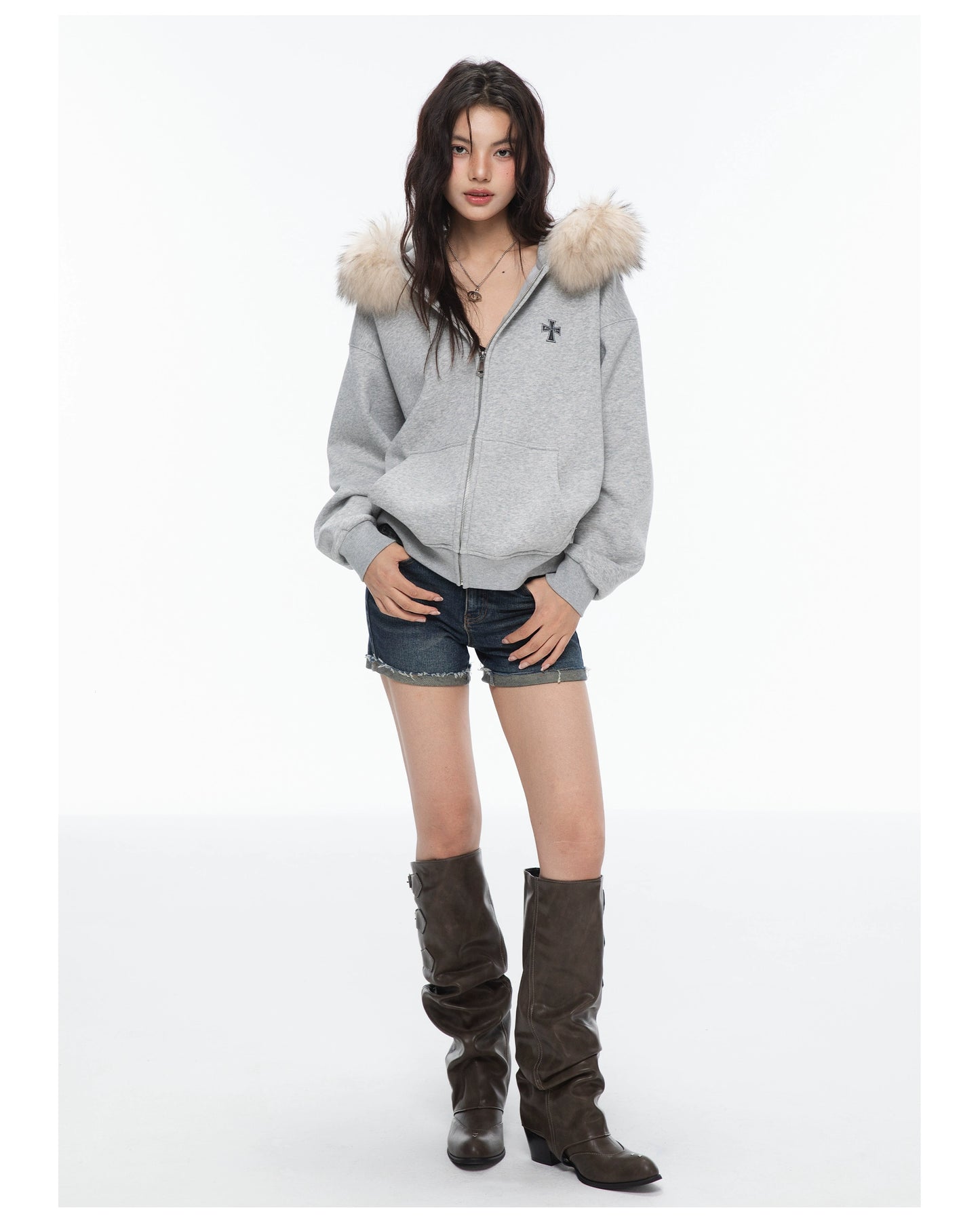 Crucible Racoon Fur Hooded Zip Up