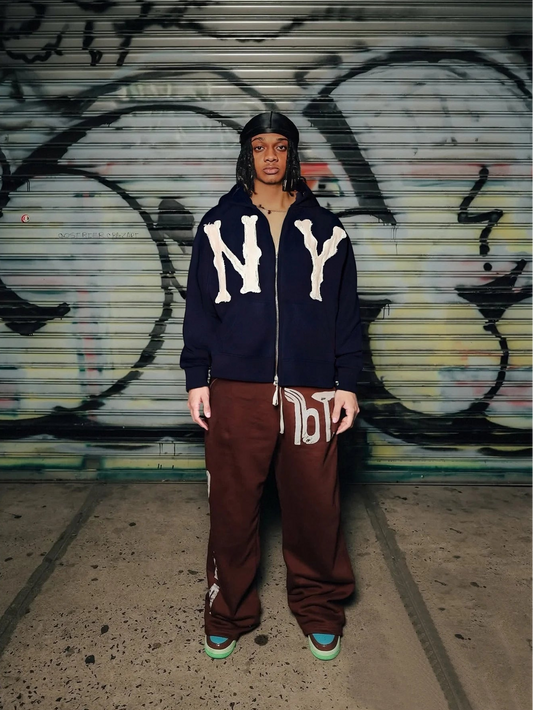 NY Embroidery Zip Up Hoodie