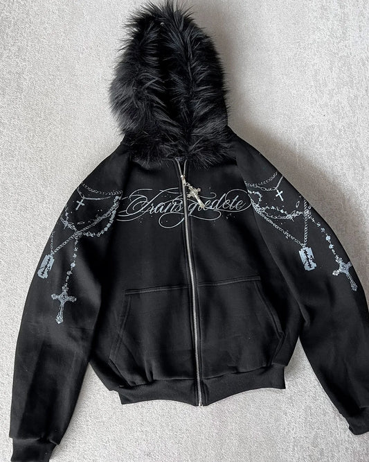 American Cut Cross Fur Hoodie