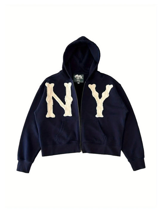 NY Embroidery Zip Up Hoodie