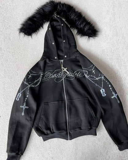 American Cut Cross Fur Hoodie